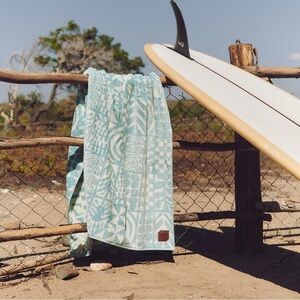 New Free People Slow tide Oversized  Blue Patterned Beach Towel